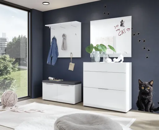 Schuhschrank - B ca. 90 cm, Weiß