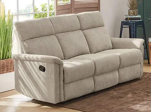 Sofa - 3-Sitzer, inkl. 2x Relaxverstellung, Stoff, Grau