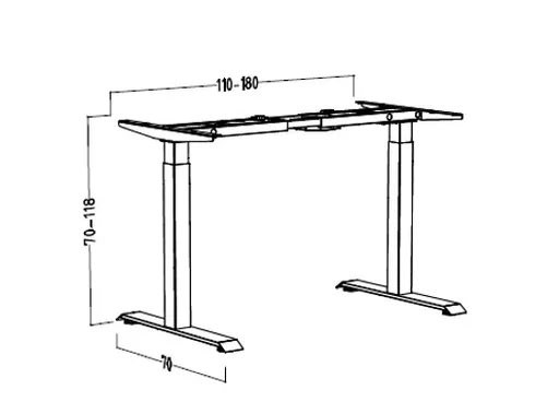 Schreibtisch - höhenverstellbar, LB ca. 160x70 cm, Eiche Nachbildung, Schwarz