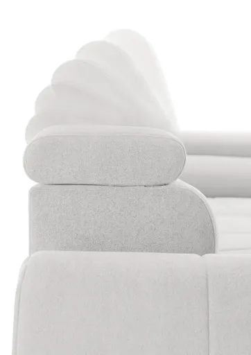 Ecksofa - 2-Sitzer mit Ecke rechts, Sitzvorzug motorisch, Kopfteil verstellbar, Stoff, Weiß