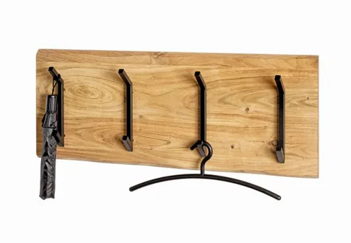 Wandgarderobe - B ca. 90 cm, Akazie, Schwarz