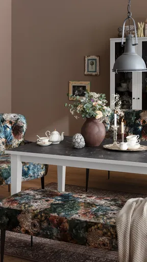 Sessel Scranton - Stoff, Flower rose/blau