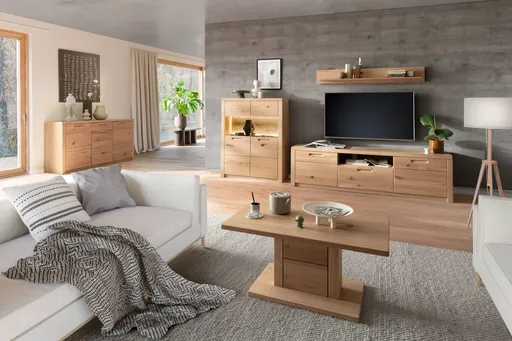 Couchtisch - LB ca. 95x55 cm, Eiche Nachbildung, Eiche massiv geölt