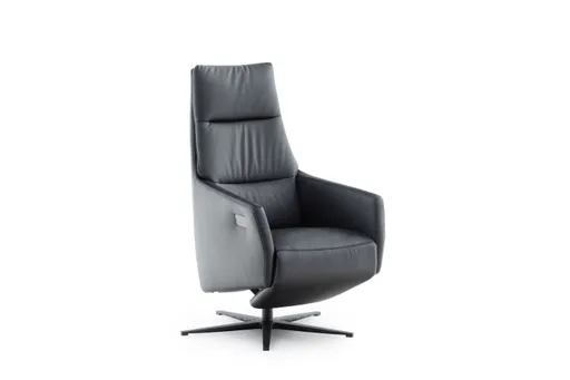  Relaxsessel Leopold - Größe L, inkl. Relaxfunktion (motorisch, AKKU), Leder, Schwarz