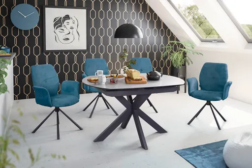 Esstisch MEGGIE - ausziehbar, LB ca. 130x100 cm, Glaskeramik, Grau