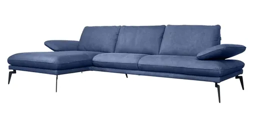 Ecksofa Vieste - Longchair links, 2,5-Sitzer, Leder, Blau