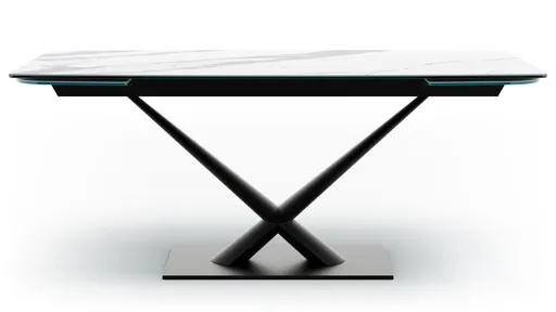 Esstisch Savona - LB ca. 200x100 cm, ausziehbar, Keramik, Weiß, Bootsform