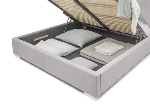 Bettgestell SANDRIN A- Liegefläche ca. 180x200 cm, Stoff, Hellgrau, inkl. Lattenrost und Stauraum