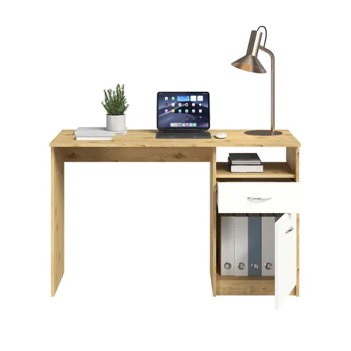 Schreibtisch- LB ca. 123x50 cm, Eiche Dekor, Weiß