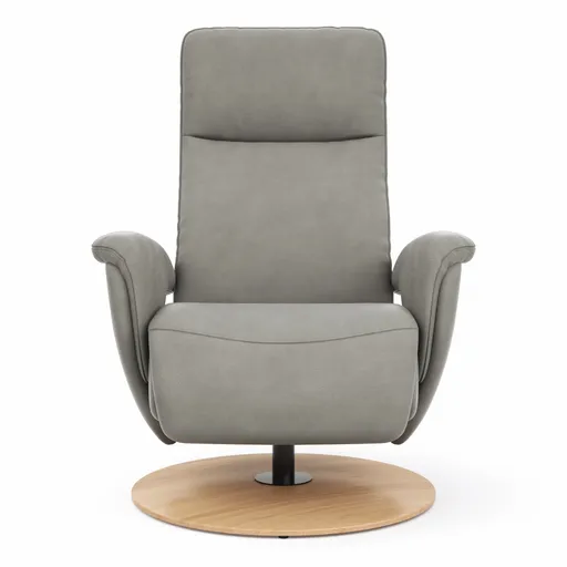 Sessel Tulsa Relax - Größe M, inkl. Fußteil/Rückenlehne verstellbar (motorisch), inkl. Kopfteilverstellung, Leder, Graubeige