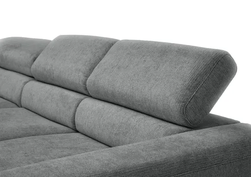 Ecksofa CHENOA - 2-Sitzer mit Longchair rechts, Sitzvorzug motorisch, Stoff, Anthrazit