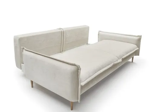 Sofa - 3-Sitzer inkl. Schlaffunktion und Bettkasten, Stoff, Creme
