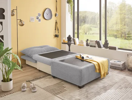 Schlafsofa - 1-Sitzer inkl. Schlaffunktion, Stoff, Hellgrau
