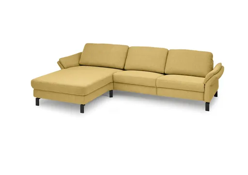 Ecksofa CALM PREMIUM 2.0 - Longchair links mit 3-Sitzer, Rückenlehne verstellbar, Stoff, Kurkuma