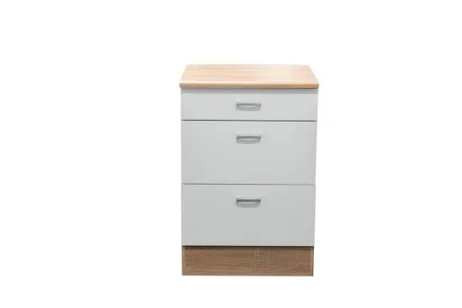 Unterschrank- B ca. 60 cm, Eiche Dekor, Weiß, Matt