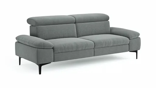 Sofa Felipa - 3-Sitzer inkl. Kopfteil verstellbar, Stoff, Grau