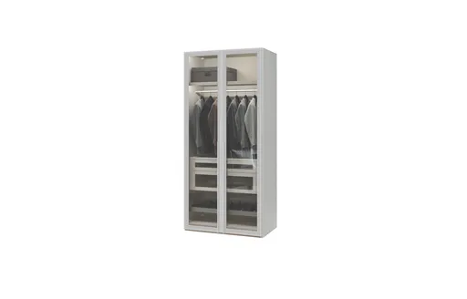 Drehtürenschrank JOIN IT- B ca. 101 cm, Weiss, Glas