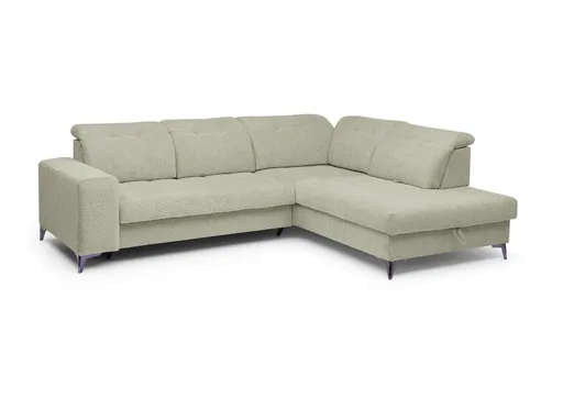 Ecksofa -2-Sitzer mit Ecke rechts, Kopfteil verstellbar, Sitztiefe verstellbar motorisch, Stoff, Perlmutt