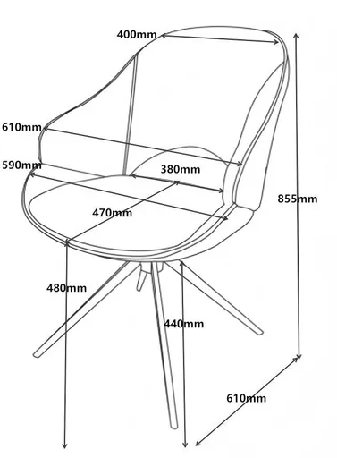 Stuhl MERIEM - drehbar, Stoff, Grau
