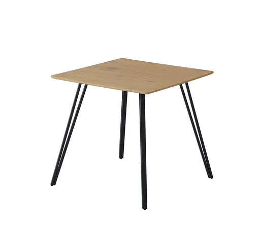 Esstisch - LB ca. 80x80 cm, Eiche Optik, Schweizer Kante, Schwarz