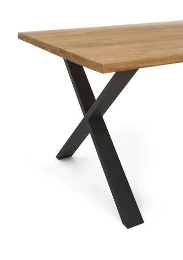 Esstisch - LB ca. 180x100 cm, Eiche massiv geölt, Schwarz
