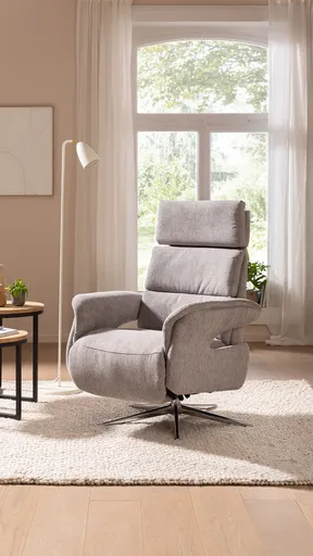 Relaxsessel Amila - Größe M, inkl. Relaxfunktion und Kopfteilverstellung, Stoff, Grau