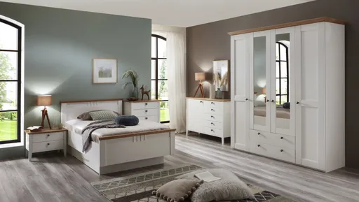 Schlafzimmer - Lack Weiß, Wildeiche