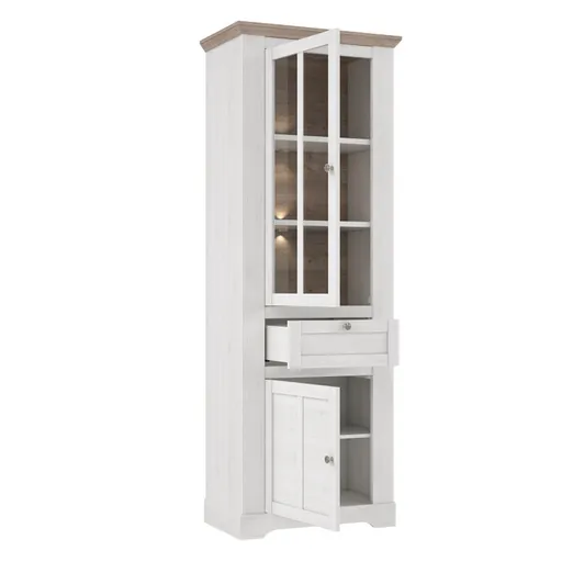 Vitrine FALLA - mit Beleuchtung, Weiß, Eiche Dekor