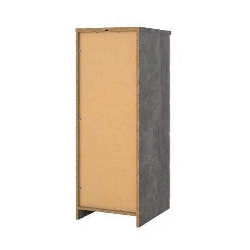 Kommode - B ca. 41 cm, Betonoptik, Weiß Hochglanz