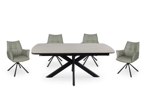 Esstisch MAXIE - ausziehbar, LB ca. 190x98 cm, Glaskeramik, Travertin farbig