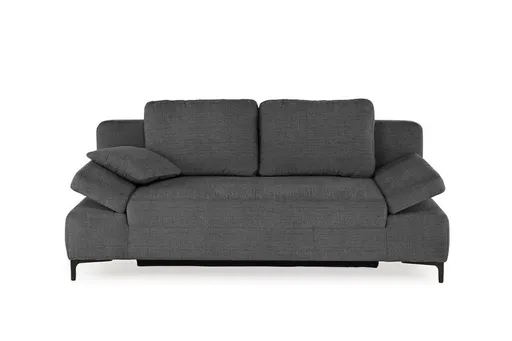 Sofa JEREMO - 2-Sitzer inkl. Schlaffunktion und Armlehnen verstellbar, Stoff, Dunkelgrau