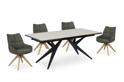 Esstisch MICHELA - ausziehbar, LB ca. 180x95 cm, Glaskeramik, Travertin farbig