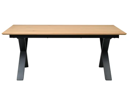 Esstisch MATTIES - ausziehbar, LB ca. 180x90 cm, Eiche Furnier, Schweizer Kante, Schwarz