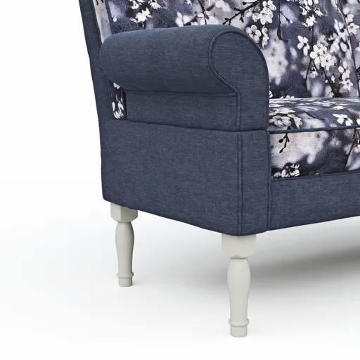 Sofa Washington - 3-Sitzer inkl. Armlehne verstellbar, Rücken geschwungen, Stoff, Blau 