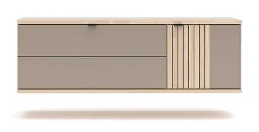 Hängeschuhschrank - B ca. 133 cm, Riva Eiche Nachbildung, Basalt