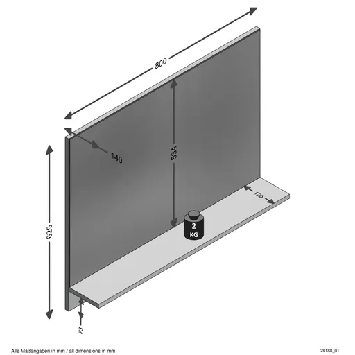 Garderobenspiegel- Grau, Eiche Dekor