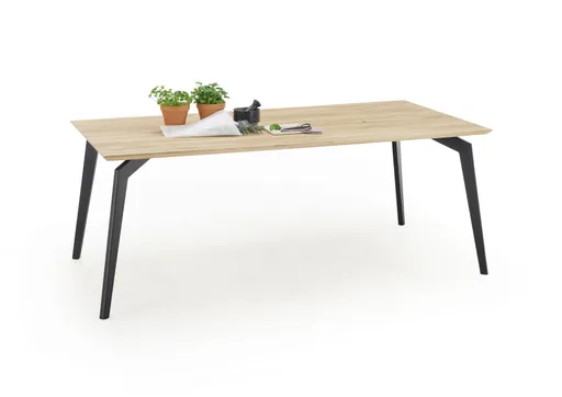 Esstisch - LB ca. 200x100 cm, Wildeiche massiv geölt Legno Light, Schweizer Kante, Schwarz