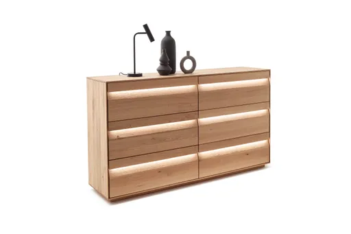 Sideboard Due Viso - inkl. Beleuchtung, BHT ca. 183x103x45 cm, Wildeiche Roheffekt, geölt