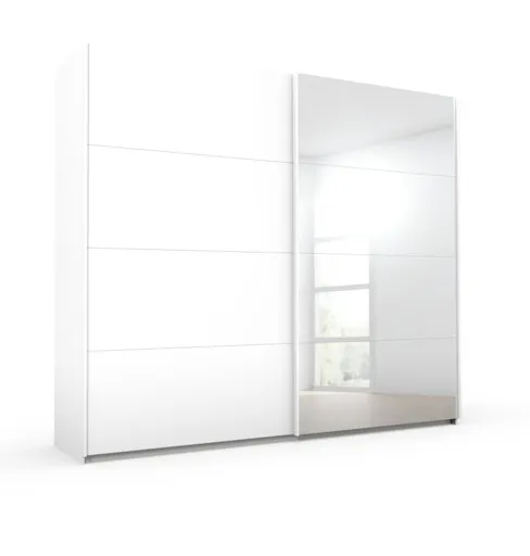 Schwebetürenschrank ROMAN- B ca. 271 cm, Weiß, Weiß Hochglanz, Spiegel