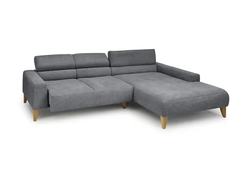 Ecksofa CHENOA - 2-Sitzer mit Longchair rechts, Sitzvorzug motorisch, Stoff, Anthrazit