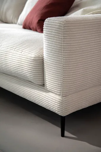 Ecksofa Janne - Longchair links, 1,5-Sitzer, Cord, Offwhite