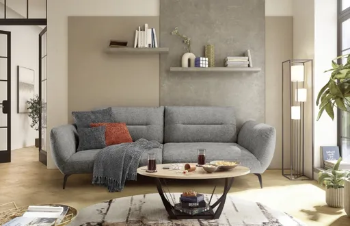 Megasofa PAYTON - 3-Sitzer, Stoff, Grau