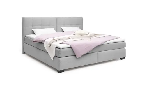 Boxspringbett JILA- Ligefläche ca. 240x200 cm, Stoff, Hellgrau