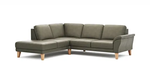 Ecksofa Rockport A - Ecke links mit 2,5-Sitzer, Leder, Dunkelgrau