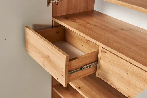 Schuhschrank - B ca. 90 cm, Artisan Eiche Nachbildung, Weiß