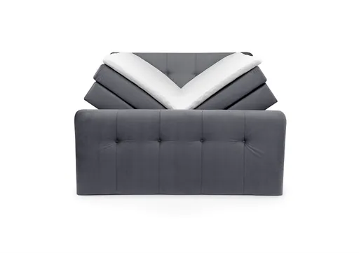 Boxspringbett HOLLIE- Liegefläche ca. 180x200 cm, Stoff, Grau, inkl. Topper