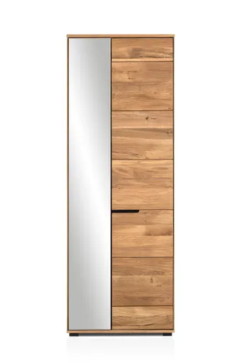 Garderobenschrank- B ca. 70 cm, Eiche, Massiv, Spiegel