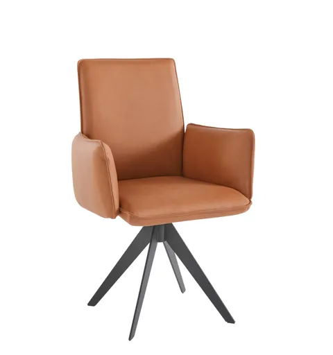 Armlehnstuhl Elda - drehbar, Leder, Cognac