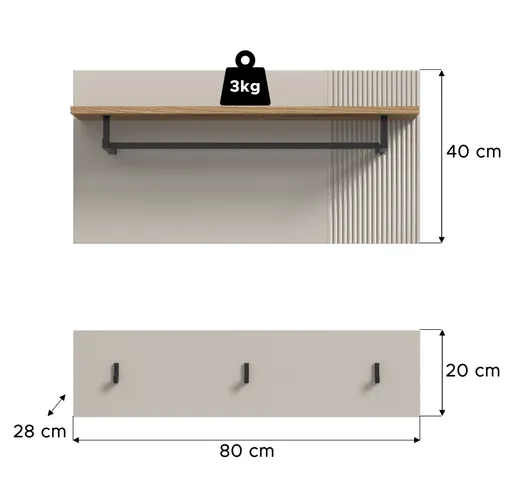 Garderobe - Kaschmir, Evoke Eiche Nachbildung