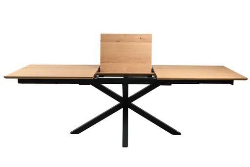 Esstisch MAKAIO - ausziehbar, LB ca. 180x90 cm, Eiche Furnier, Schweizer Kante, Schwarz